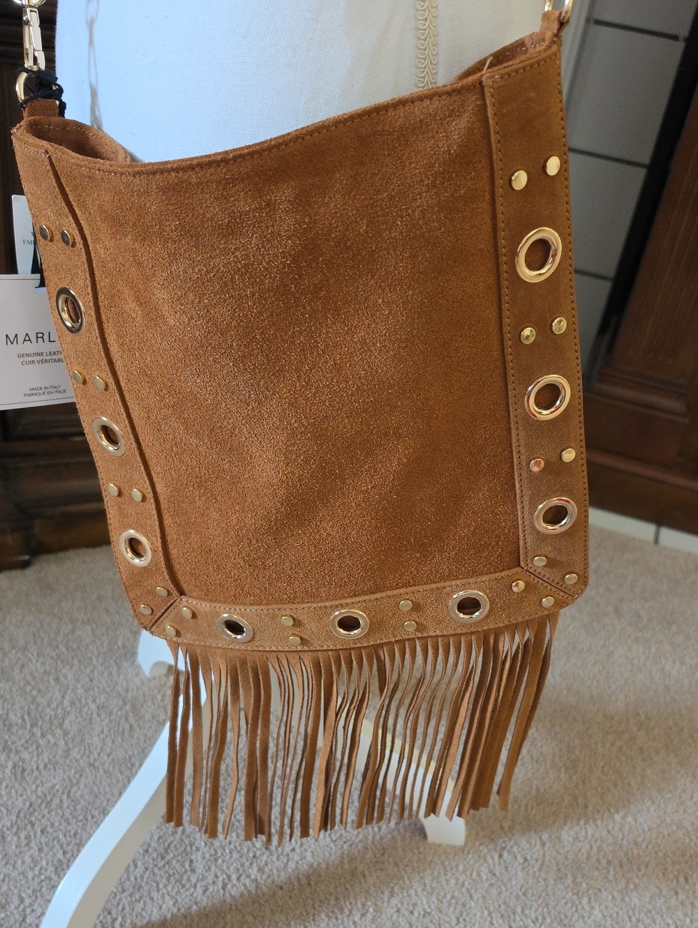 NWT Marlon Genuine Suede Leather Crossbody Bag